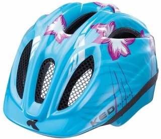 Dětská přilba KED Meggy sv.modrá s květinou M/52-58cm